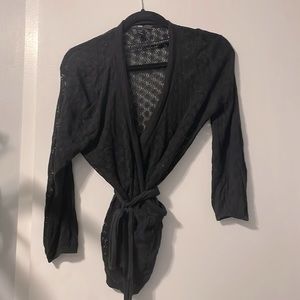 Black knit wrap top